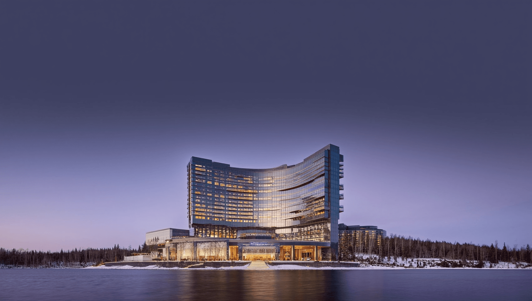 Auroravale Casino Hotel & Resort exterior above Edmonton’s river valley
